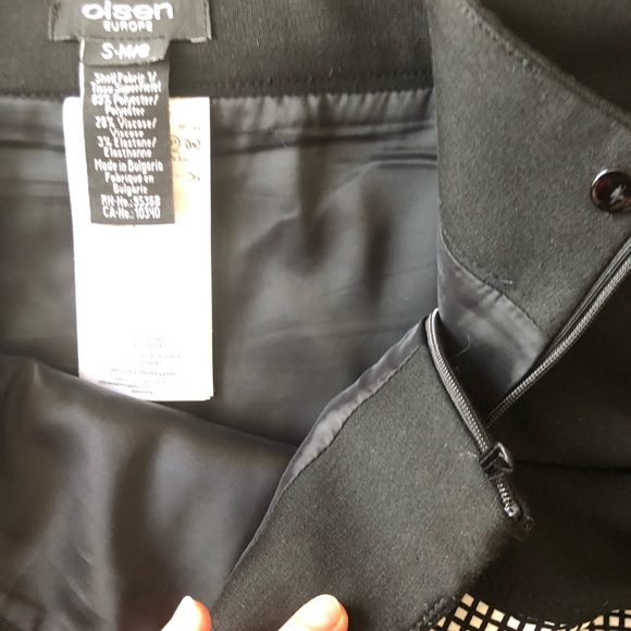 Olsen Europe Black Pencil Skirt Black And White Checkered Middle Panel Size 8 - Picture 13 of 15